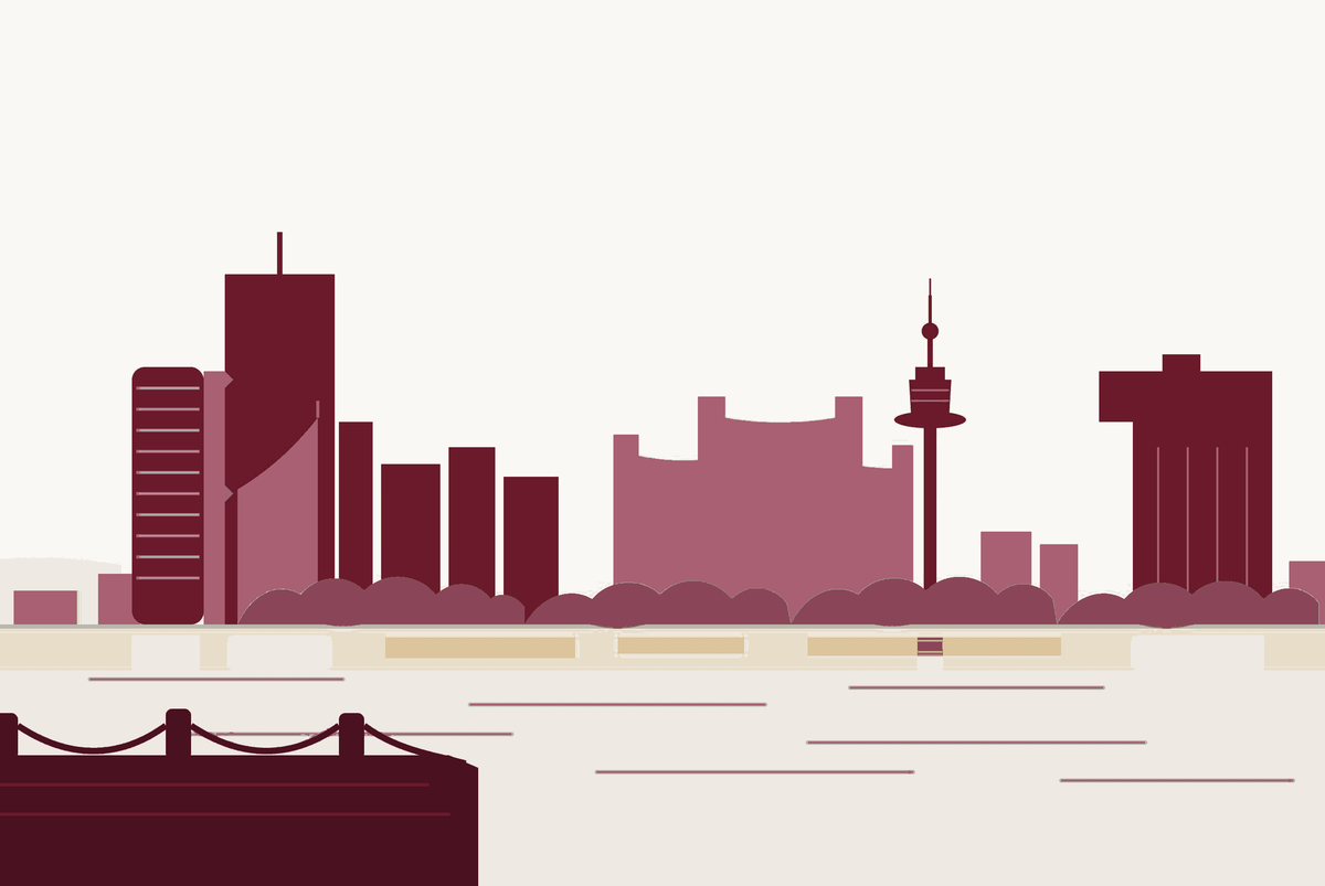 Illustration of the Vienna Donau City skyline